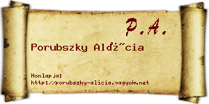 Porubszky Alícia névjegykártya